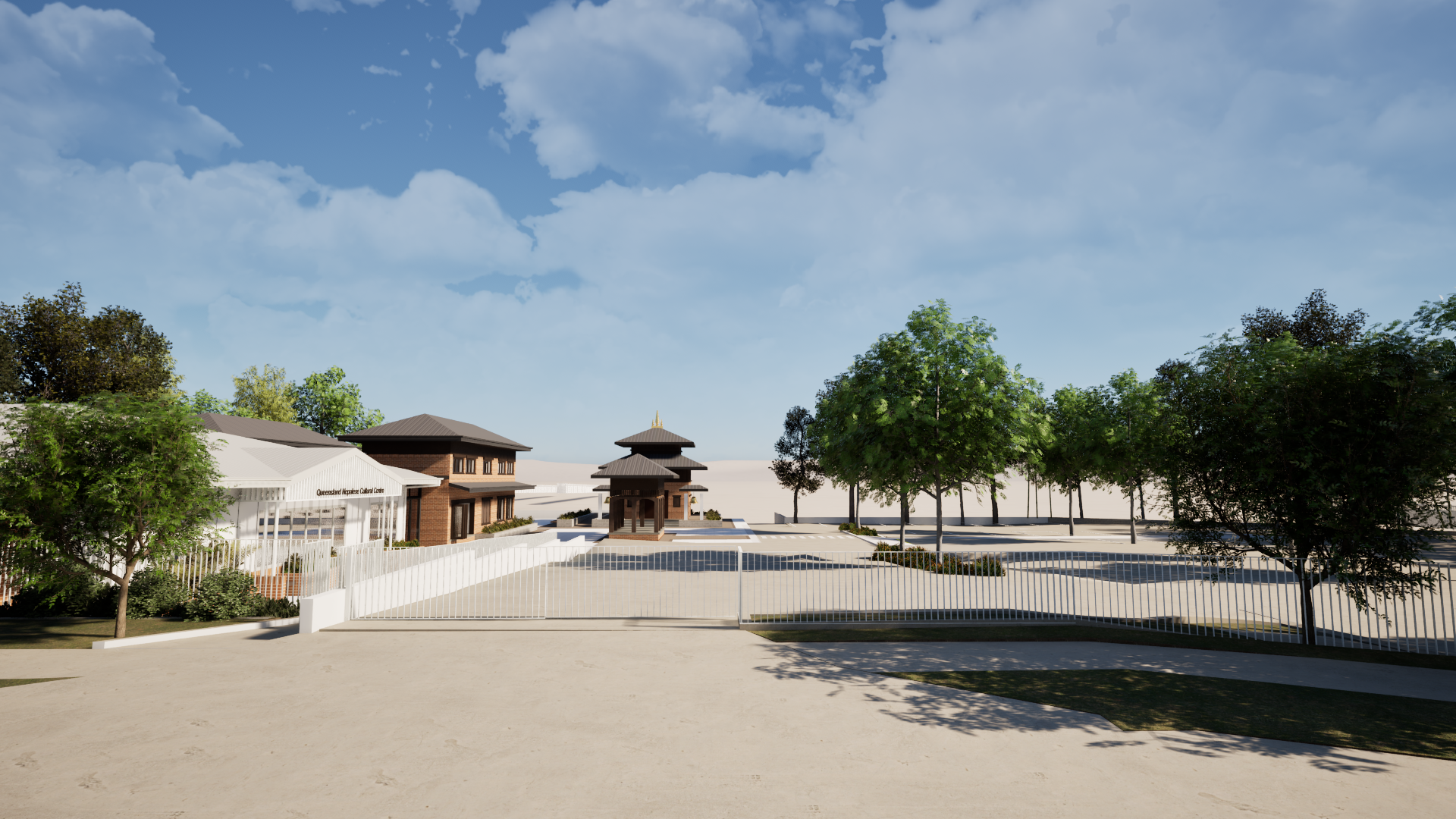 A view of the entire premises from the road.